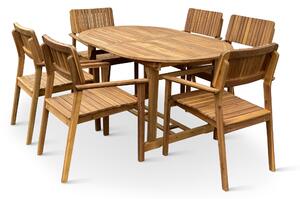 Zahradní dřevěný stůl Viet + 6x dřevěné křeslo LUCY