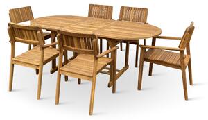 Zahradní dřevěný stůl Viet + 6x dřevěné křeslo LUCY