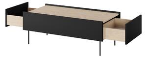 Konferenční stolek Desin 120 cm se zásuvkami - černý mat / dub nagano