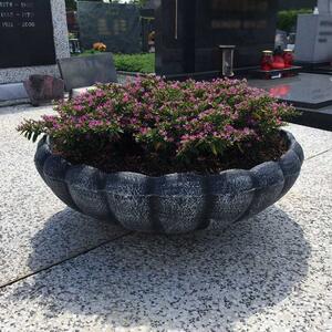 Hřbitovní květináč MARGARETA M - šedá / průměr 570 x 210 mm