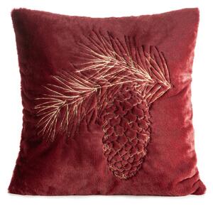 CHLUPATÝ VÁNOČNÍ DEKORAČNÍ POVLAK NA POLŠTÁŘ PINE 45X45 CM VÍNOVÝ