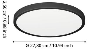 Eglo 901326-LED Koup. stropní svítidlo FUEVA LED/14,2W/230V pr.27,8cm IP44 černá