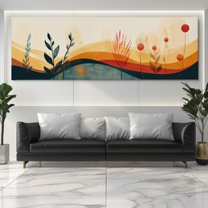 Obraz na plátně - Květinové vlnky FeelHappy.cz Velikost obrazu: 60 x 20 cm