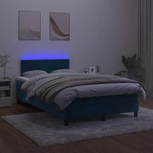 Box spring postel s matrací a LED tmavě modrá 120x190 cm samet 3270145