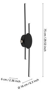 Eglo 902123 - LED Nástěnné svítidlo VENTICELLO LED/20W/230V + LED/0,91W černá