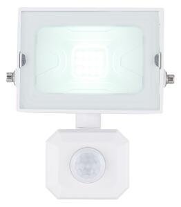 GLOBO Venkovní LED nástěnný reflektor s čidlem HELGA, 10W, studená bílá, bílý, IP44 34247WS