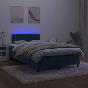 Box spring postel s matrací a LED tmavě modrá 120x190 cm samet 3270163