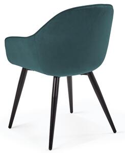 Tyrkysově zelená sametová jídelní židle Kave Home Fabia