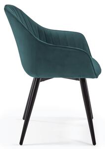 Tyrkysově zelená sametová jídelní židle Kave Home Fabia