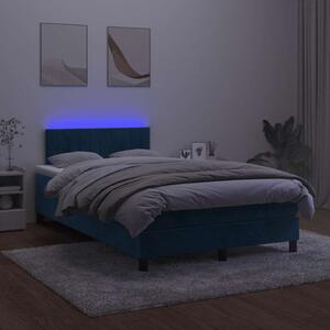 Box spring postel s matrací a LED tmavě modrá 120x190 cm samet 3270169