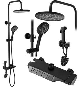 Sprchový set Rea Max - vanová baterie, dešťová, ruční a bidetová sprcha černá