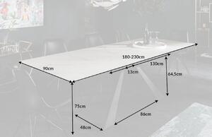 Moebel Living Šedý mramorový rozkládací jídelní stůl Marbre 180-230x90 cm