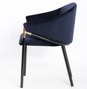 Concept design Tmavě modrá sametová jídelní židle Francis