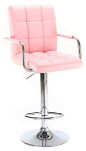 LuxuryForm Barová židle VERONA na stříbrné kulaté podstavě - růžová