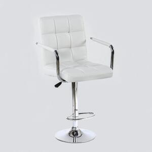 Barová židle VERONA na stříbrné kulaté podstavě - bílá