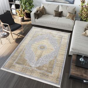 Exkluzivní moderní šedý koberec se zlatým orientálním vzorem Šířka: 120 cm | Délka: 170 cm