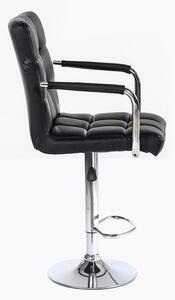Barová židle VERONA na stříbrné kulaté podstavě - černá
