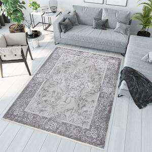 Moderní bílý a šedý designový interiérový koberec se vzorem Šířka: 140 cm | Délka: 200 cm