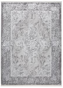Moderní bílý a šedý designový interiérový koberec se vzorem Šířka: 120 cm | Délka: 170 cm