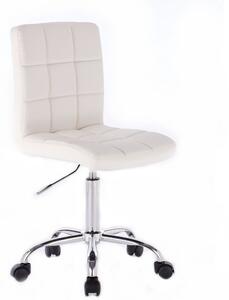 Židle TOLEDO na stříbrné podstavě s kolečky - bílá
