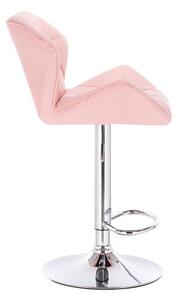 LuxuryForm Barová židle MILANO na kulaté stříbrné podstavě - růžová