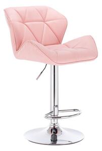 Barová židle MILANO na kulaté stříbrné podstavě - růžová