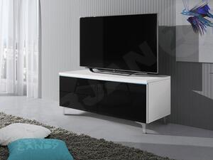 TV stolek Cleo XI-W P, Barva: bílá / černý lesk Mirjan24 5902928369151