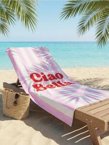 Sinsay - Pruhovaný ručník s nápisem „Ciao Bella“ - růžová