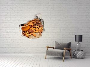 Nálepka 3D díra na zeď Zrnka kávy a hrnek nd-p-59150141