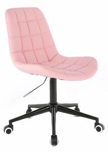 Židle PARIS na černé podstavě s kolečky - růžová