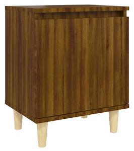 Noční stolek masivní dřevěné nohy hnědý dub 40 x 30 x 50 cm