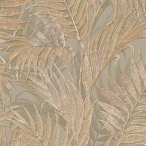 Luxusní šedohnědá vliesová tapeta, palmové listy GR322105, Grace, Design ID Wallcoverings
