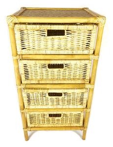 Ratanový prádelník 4 zásuvky rovný - světlý med