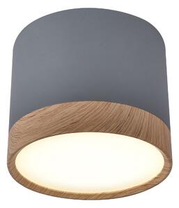 CLX LED stropní bodové světlo EMILIA-ROMAGNA, 9W, denní bílá, 8,8x7,5cm, kulaté, šedé, imitace dřeva 2275925