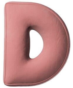 Yellow Tipi Korálově růžový sametový polštář písmeno D 40 cm