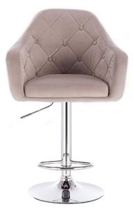 LuxuryForm Barová židle ANDORA VELUR na stříbrné kulaté podstavě - béžová