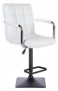 Barová židle VERONA na černé podstavě - bílá