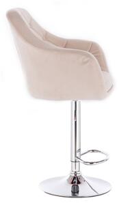 LuxuryForm Barová židle ANDORA VELUR na stříbrné kulaté podstavě - krémová