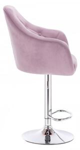 Barová židle ANDORA VELUR na stříbrné kulaté podstavě - fialová