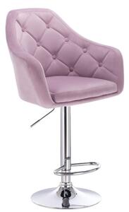 LuxuryForm Barová židle ANDORA VELUR na stříbrné kulaté podstavě - fialová