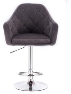 LuxuryForm Barová židle ANDORA VELUR na stříbrné kulaté podstavě - šedá