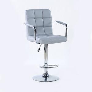 LuxuryForm Barová židle VERONA na stříbrné kulaté podstavě - šedá