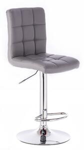 Barová židle TOLEDO na stříbrné kulaté podstavě - šedá