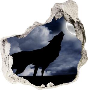 Díra 3D fototapeta na stěnu Vyjící vlk úplněk nd-p-61523126