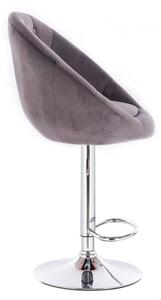 LuxuryForm Barová židle VERA VELUR na stříbrné kulaté podstavě - šedá