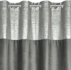 Tmavě šedý sametový závěs PERI s ozdobným pásem v horní části 140x250 cm
