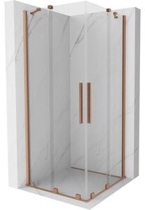 Mexen Velar Duo rozkládací sprchový kout 90 x 90 cm, transparentní, kartáčovaná měď - 871-090-090-02-65