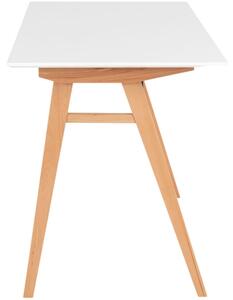 Nordic Living Bílý dřevěný pracovní stůl Vinay 120 cm s přírodní podnoží