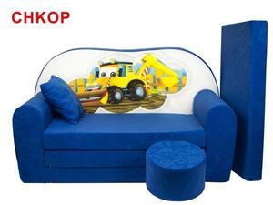 Svět pokojů Dětská sedací rozkládací pohovka s bobkem modrá BAGR