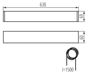 KANLUX Závěsné moderní svítidlo AMADEUS, 1xT8, G13, 18W, 63x150x7cm, černé, matný difuzor 27411